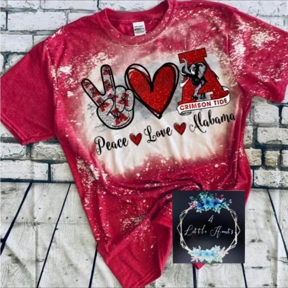 I Heart University Of Alabama Shirt Roll Tide Heart Baby Tee Pink